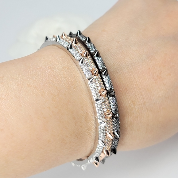 Bling Pave CZ Spike Bracelet Cuff Bangle NEW - Picture 9 of 9